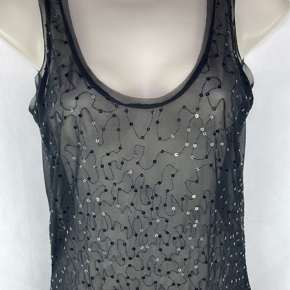 Express Black Mesh Sequin Top - Picture 3 of 5